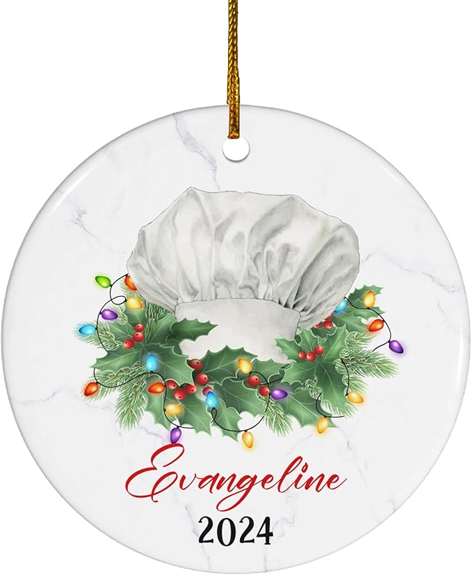 FLOCHIL Personalized Chef Christmas Ornament, Custom With Name, Gifts for Chefs