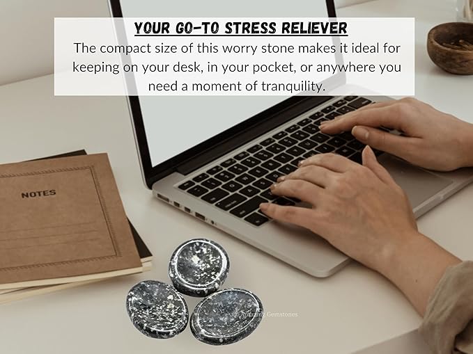 Amazing Gemstone Black and White Tourmaline Worry Stone Crystals & Healing Stones - Worry Stones for Stress Relief Gifts - Piedra Crystal Fidget for Meditation - Stocking Stuffers and Birthday Gifts