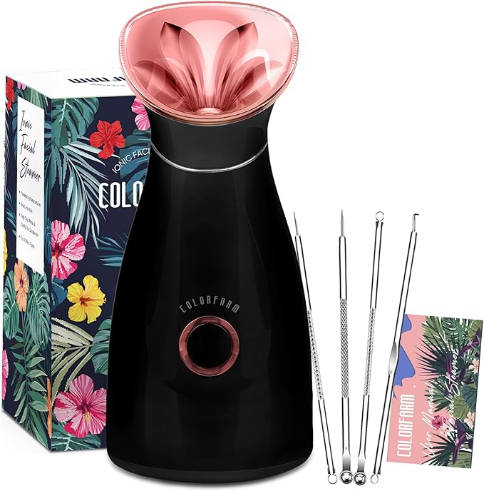 Colorfarm Facial Steamer Nano Ionic: Face Steamer Deep Cleaning Unclogs Pores - Humidifier Warm Hot Mist Home Sauna Spa for Women Men Sinuses Moisturizing