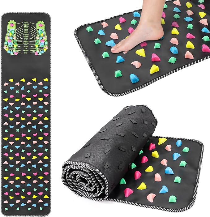 Foot Pressure Point Mat, Foot Matt Pressure Points, 2 in 1 FootMassager Pad, Dismountable Acupressure Mats, Acupressure Tool for Relaxation (Black)