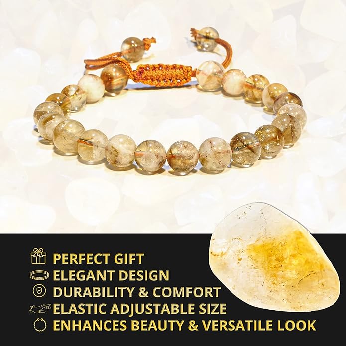 Energy Protection Crystal Handmade Adjustable Bead Bracelet Perfect for Men, Women’s Gift - Gemstone Healing Stretch Bracelet Pulsera Para Hombre Mujer Stocking Stuffer
