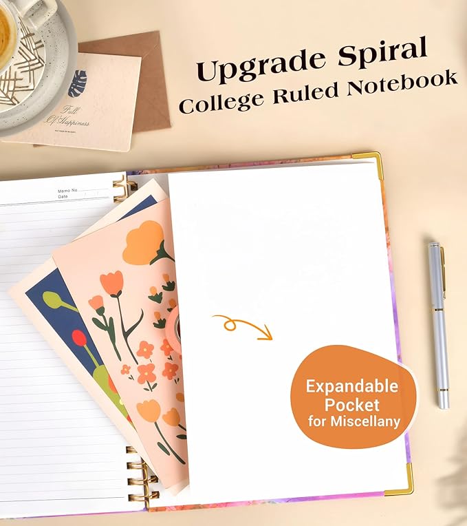 Lined Spiral Notebook Journal for Women, 200 Pages Cute Notebooks 8.5” x 11”, A4 Large Hardcover Spiral Journals with 100 GSM Thick Paper, College Ruled Notebook for Writing Work School, Autumn Tree