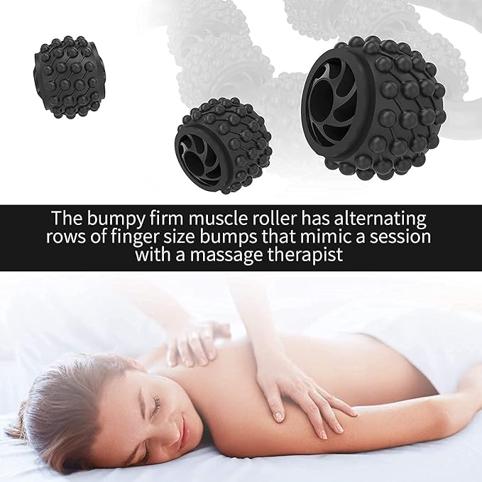 Cellulite Massage Tool Muscle Roller - Deep Fascia Massager & Dimpled Skin Remover for Legs, Thighs & Buttocks - Anti-Cellulite Roller, Smooth Skin, Pain Reliefs (Grey Black-6Wheel)