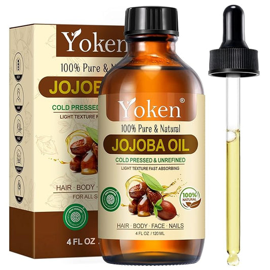 Jojoba Oil 4 fl oz EWG Verified 100% Pure Jojoba Oil Cold Pressed for Skin, Hair, Nails, Cuticles - Unrefined & Hexane Free, Natural Moisturizer Carrier oils Facial Serum for Gua Sha