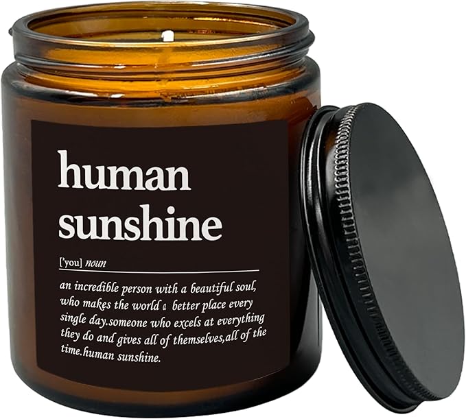 HIWX Human Sunshine Scented Candle - Appreciation Gifts for Teachers, Coworkers - Inspirational Soy Jar Candle Gift Holders - Lavender Scented 8oz