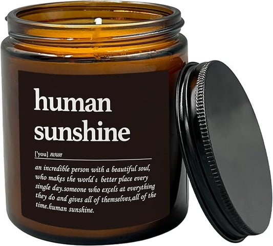 HIWX Human Sunshine Scented Candle - Appreciation Gifts for Teachers, Coworkers - Inspirational Soy Jar Candle Gift Holders - Lavender Scented 8oz