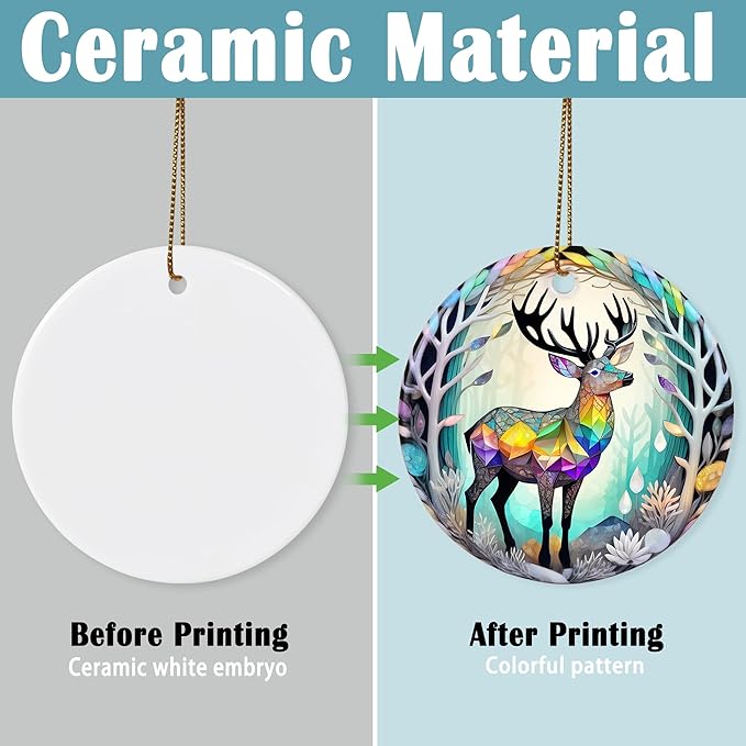 Colorful Ceramic Elk Christmas Ornament, Elk Ornaments for Christmas Tree, Holiday Decorations, Christmas Decor, Elk Gifts, Christmas Ornament Gift Ideas