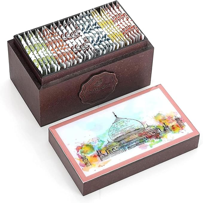 Octavius Assorted Tea Gift Set | 6 Flavored Black & Green Teas | 30 Premium Teabags in Each Box | Wooden Tea Sampler with Taj Mahal Design | Luxury Tea Gift Box | Pack of 2
