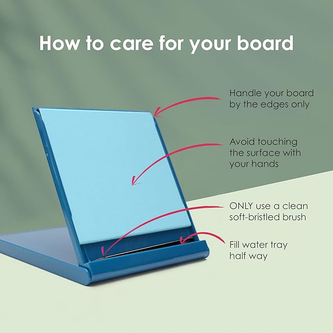 Mini Buddha Board Art Set: Water Drawing Writing Board w/ Mini Water Brush for Mindfulness & Meditation – Zen Based Drawing Board - Painting & Art Supplies – Ideal Relaxation Gifts (5” x 5”,Aqua)