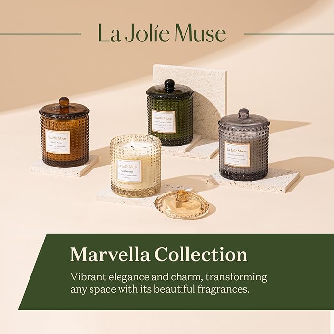 LA JOLIE MUSE Vanilla Cake Scented Candles, Vanilla Candles for Home Scented, Luxury Candle Gift for Women, Natural Soy Wax, 75 Hours Long Burning, 10 OZ