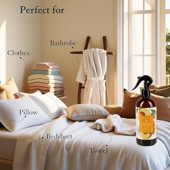 Abbey & Sullivan Odor Eliminating and Refreshing Linen and Room Spray, Peach Magnolia, 16 oz