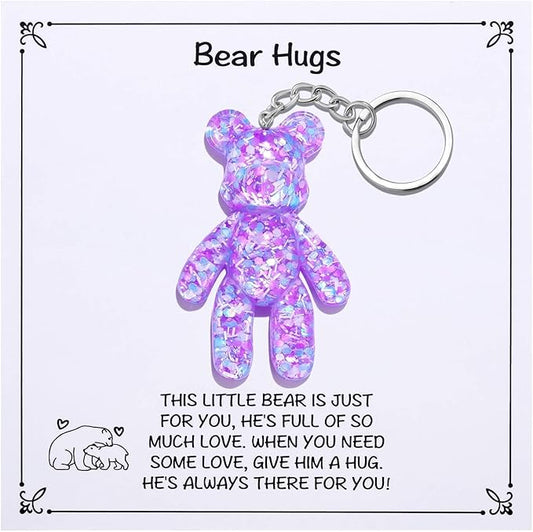 Pocket Bear Hug, Anxiety Relief Gifts for Women Men, Mental Health Positivity Gifts for Anxious Friend, Thinking of You Gift, Comforting Gift for Son Daughter Back to School, Purple