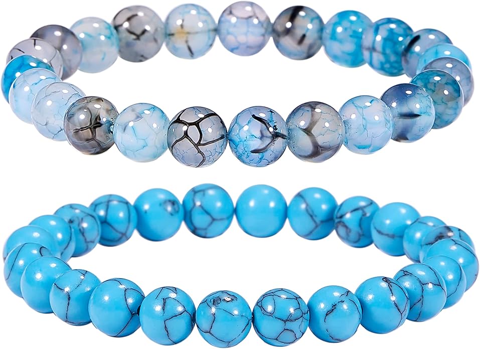 Bivei Natural Gemstone Semi Precious Healing Crystals Handmade Stretchy Round Beads Bracelet, Enhance Positive Energy