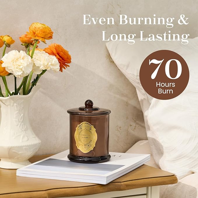 M&SENSE Tobacco Vanilla Candles for Home Scented, 2 Wick 12.7oz Soy Wax Candles Non Toxic,70 Hours Long Burning,Luxury Candles Gift for Stress Relief, Meditation, Yoga