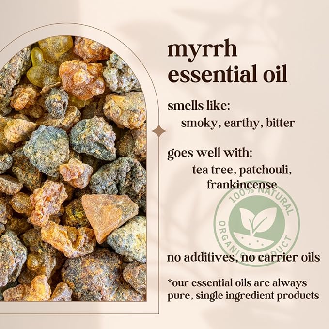 Avivni Myrrh Essential Oil - 100% Pure & Natural, Organic, Undiluted for Aromatherapy, Skin, Hair, Diffuser (0.33oz - 10ml)