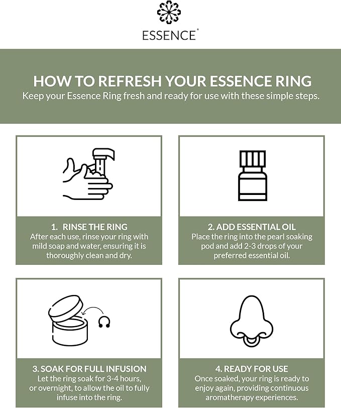 Essence Wearable Aromatherapy Nasal Diffuser – Lemongrass Essential Oil Nose Ring Silicone Inhaler for Stress & Mood Support - Made in USA & Travel-Friendly