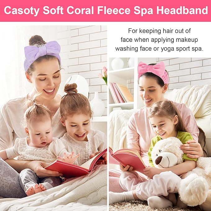 Casoty 6 Pcs Spa Headband, Hair Band for Washing Face, Cheetah Makeup Headband, Skincare Headbands, Soft Fleece Hairband for Face Washing Yoga