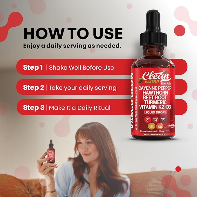 Clean Nutra Cayenne Pepper Drops Supplement Liquid + Hawthorn Berry, Vitamin D3 K2 Beet Root Powder, Ceylon Cinnamon, Turmeric Curcumin, Organic Panax Ginseng, Berberine Extract 1 Pack