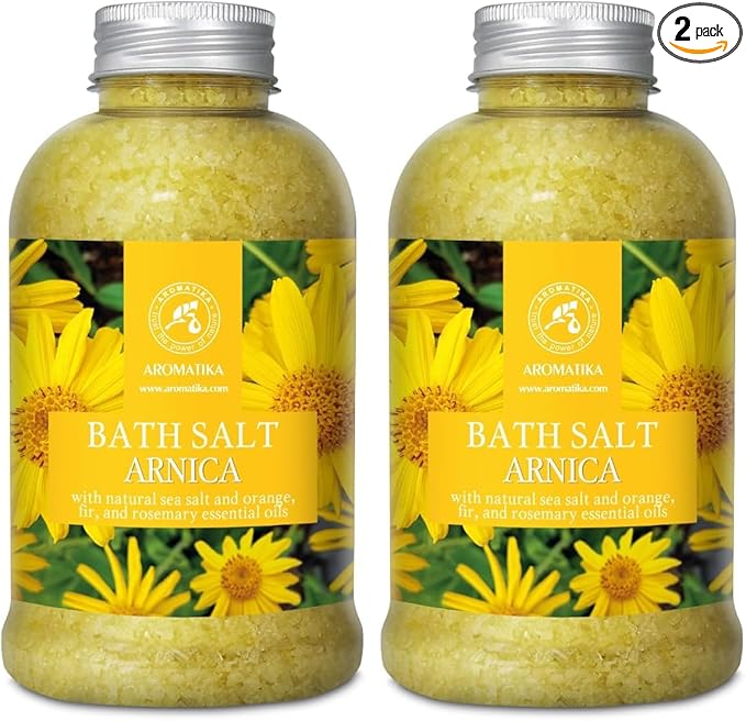 Arnica Bath Salts 21.16 Oz - 100% Natural Rosemary Orange and Fir Essential Oils - Sea Salt Arnica 600g - Best for Bath - Good Sleep - Relaxing - Body Care - Beauty (Pack of 2)