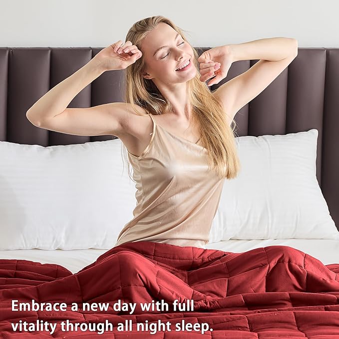 King Size Weighted Blanket for Adults (30 lbs, 80” x 87”, Red) Cooling Heavy Blanket for Sleeping Perfect for 290-310 lbs, Breathable Blanket for Adults & Couple All Season, Machine Washable