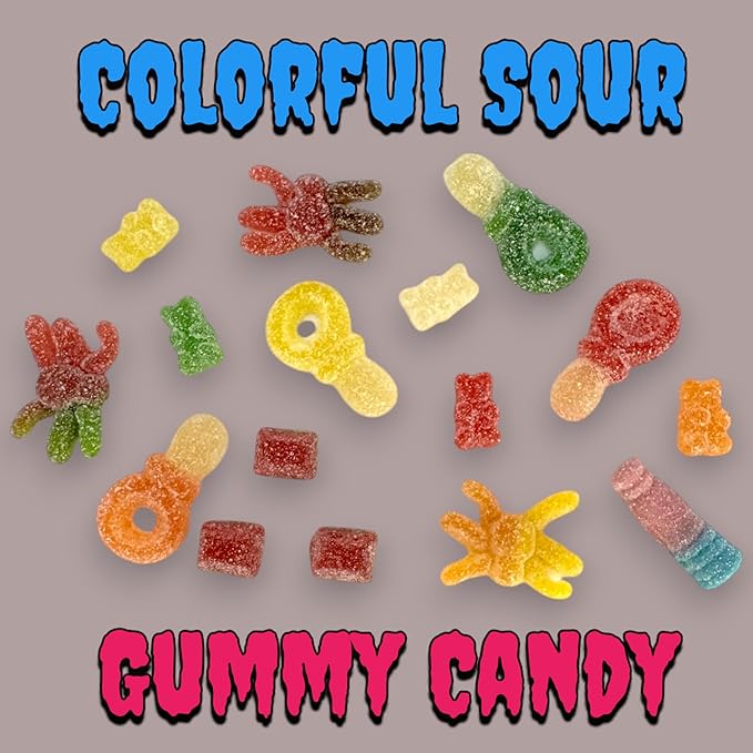 Irresistibly Delicious Assorted Sour Gummy Mix - 1.5 lb - A Symphony of Flavors - Soft, Chewy, and Bursting with Tangy Delight(24 oz)