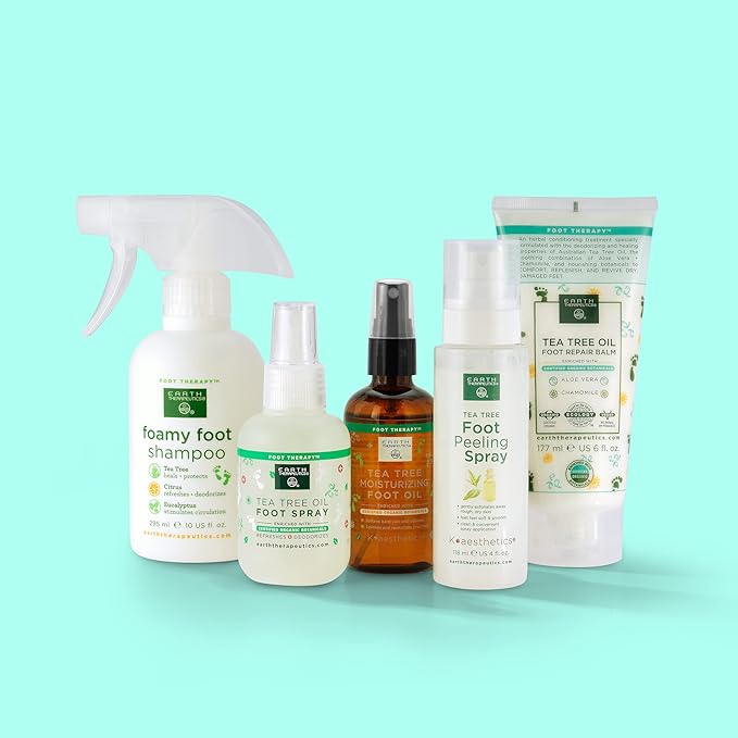 Earth Therapeutics TEA TREE OIL FOOT SPRAY – Natural Cooling Foot Spray – Refreshes & Deodorizes Feet – Enriched with Certified Organic Botanicals – Antiseptic Foot Treatment for Rapid Relief - 4 Oz