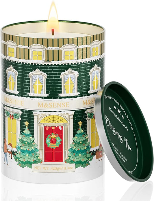 M&SENSE Christmastree Candles, Aromatherapy Candle for Stress Relief Meditation Relaxing, Housewarming Gifts for Women Men, 11.3oz 70 Hour Long Burning