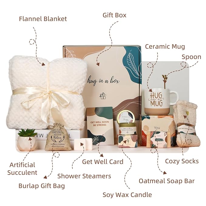Get Well Gifts for Women Feel Better Gifts Baskets for Women After Surgery Cancer Care Gifts for Friend Sick Chemo Care Package Encouraging Pamper Comfort Wellness Box For Her