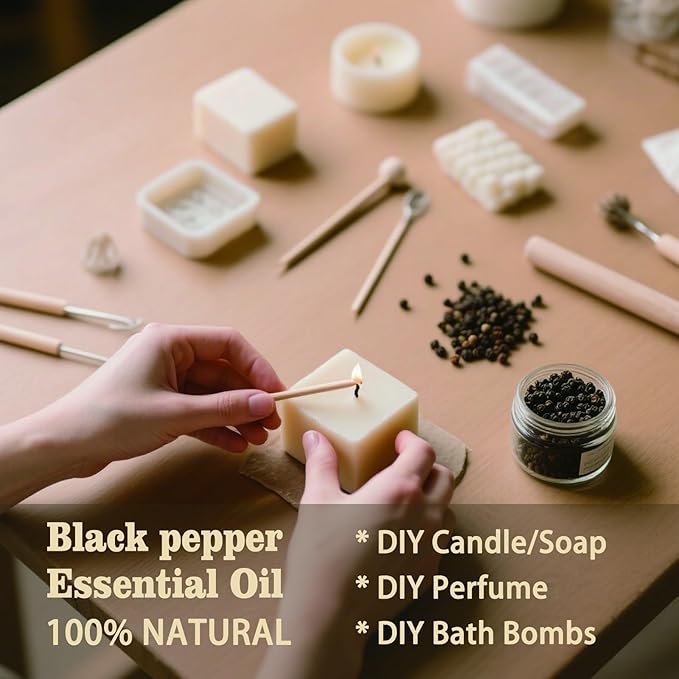Black Pepper Fragrance Oil-Black Pepper Essential Oil 4.33oz (130ml)-100% Pure Natural Scent for Diffusers, Candles, Soap Making & Aromatherapy-Relaxing Home & Gift Essential Oil for Bath, Massage