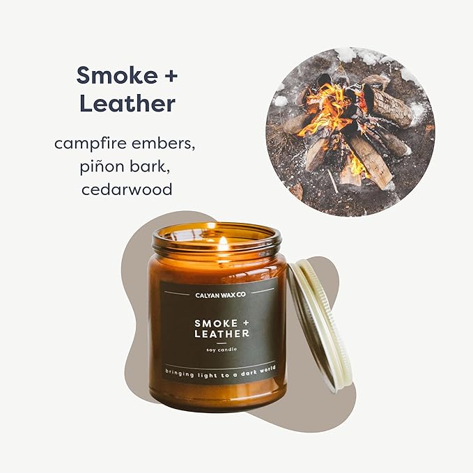 Calyan Wax Co. Scented Candle Gift Set, Candle Flight, Set of 3 Scented Candles, Non Toxic & Vegan Soy Wax, Amber Glass Jar Candles for Men, 57 Hour Burn Time, 7oz Each