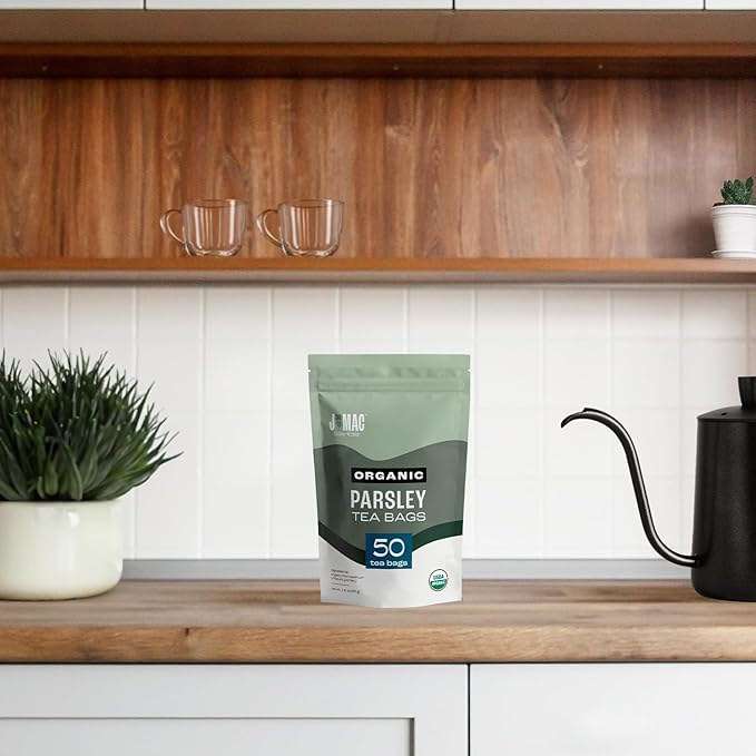 J Mac Botanicals, Organic Parsley Leaf (50 Count)- Certified by Organic Certifiers, Inc. - Quality Tea From Nile Valley, Egypt, Packaged in the USA