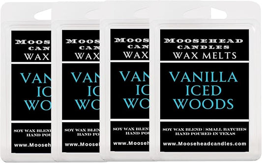 Iced Vanilla Woods Wax Melts – 4 Pack Soy Wax Melts for Warmers | Vanilla, Cedarwood & Sandalwood Blend | Long Lasting Fragrance | Pet Safe & Handmade in US