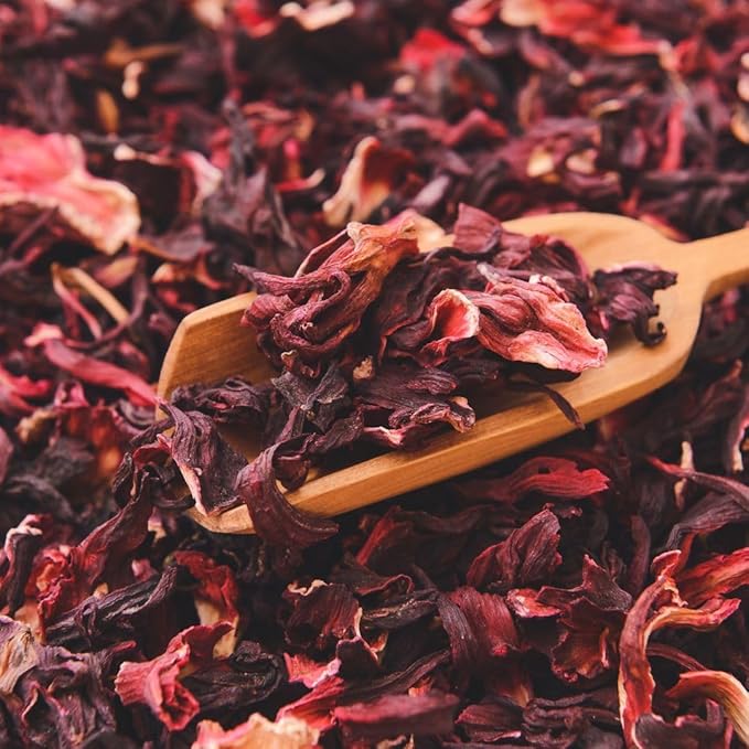 KomBei Loose Leaf Premium Hibiscus Tea, Flor de Jamaica (4oz) | Whole Flowers and Petals | Twice-Sifted | Herbal Tea | Caffeine-Free | Makes 50+ cups