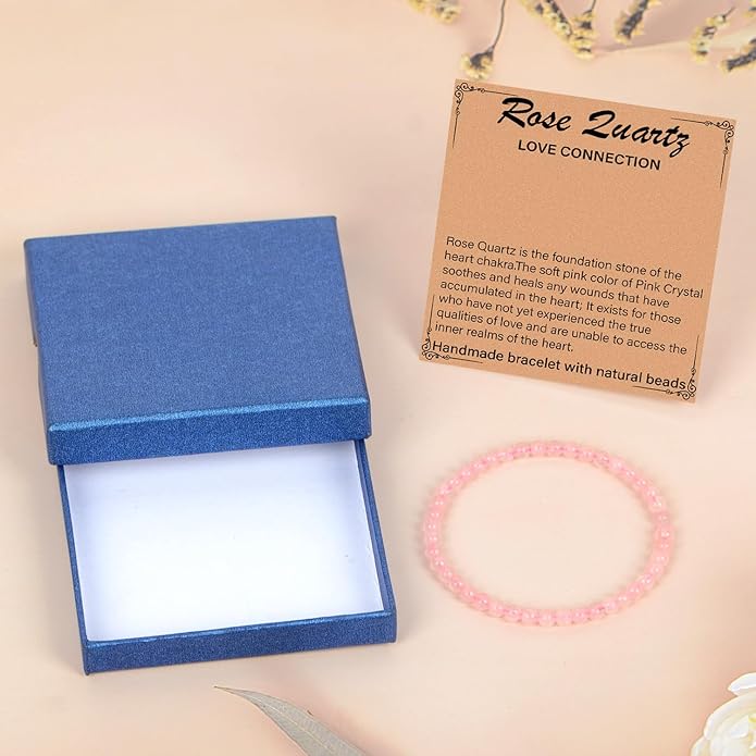 LPBeads Handmade Natural Gemstone Stretch Elastic Bracelet Healing Crystal Round Stone Beads Jewelry Gifts for Women Men