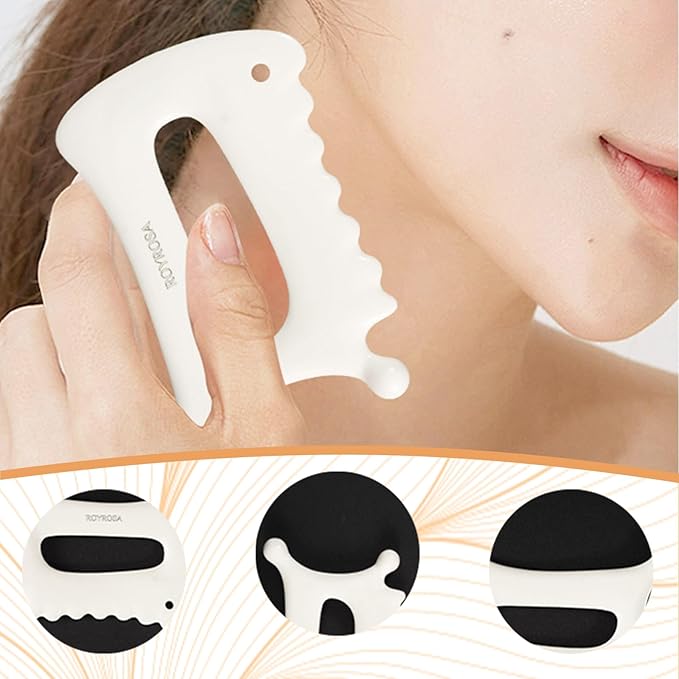 Gua Sha Facial Tools, Guasha Tool for Face - 6-in-1 Ceramic Massager for Jaw Lifting, Puffiness Relief, Facial Contouring and Relaxing Body Massage Gift