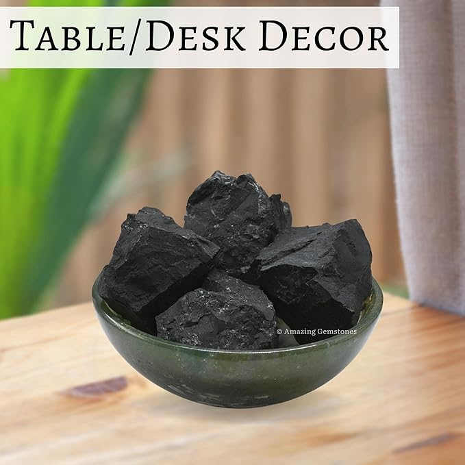 Amazing Gemstone 2 Pieces Shungite Raw Crystals and Healing Stones, Natural Rocks for Tumbling and DIY Raw Stones and Crystals