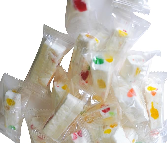 Jube Nougats - 1 lb of Individually Wrapped Fresh Pieces of Soft Nougats with Fruit Flavored Jujubes