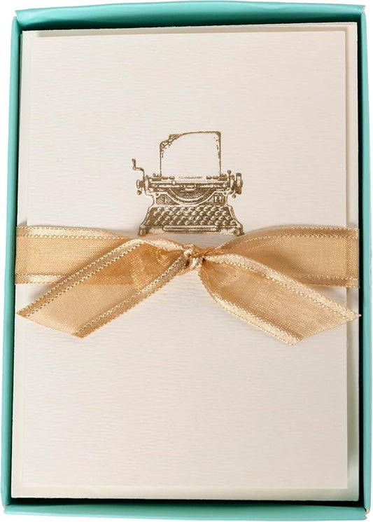 Graphique Typewriter Cards, Pack of 10 Cards with Envelopes, All Occasion Greetings, Blank Inside, Gold Foil Embossing, La Petite Press Collection Boxed Set, 3.25" x 4.75"