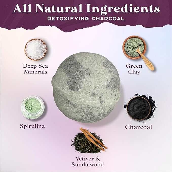 Purple Canyon Mineral Mud Bath Bombs | Deep Sea with Arctic Clay and Spirulina | Vetiver and Sandalwood Scented Bath Bomb Set