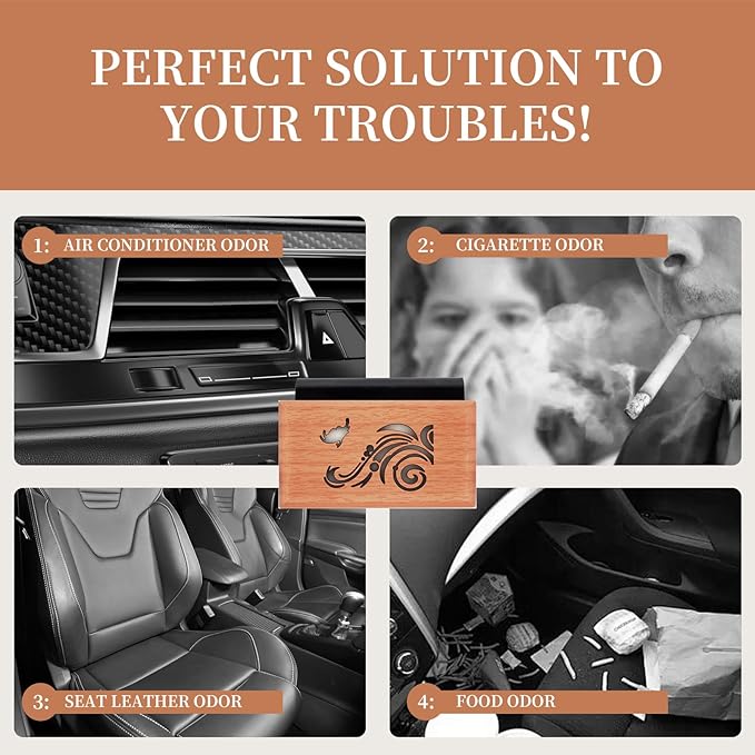 Wood Car Air Freshener - Car Odor Eliminator for Visor Clip, Vehicle Scent Diffuser for Cabin, Truck & SUV (Ocean)