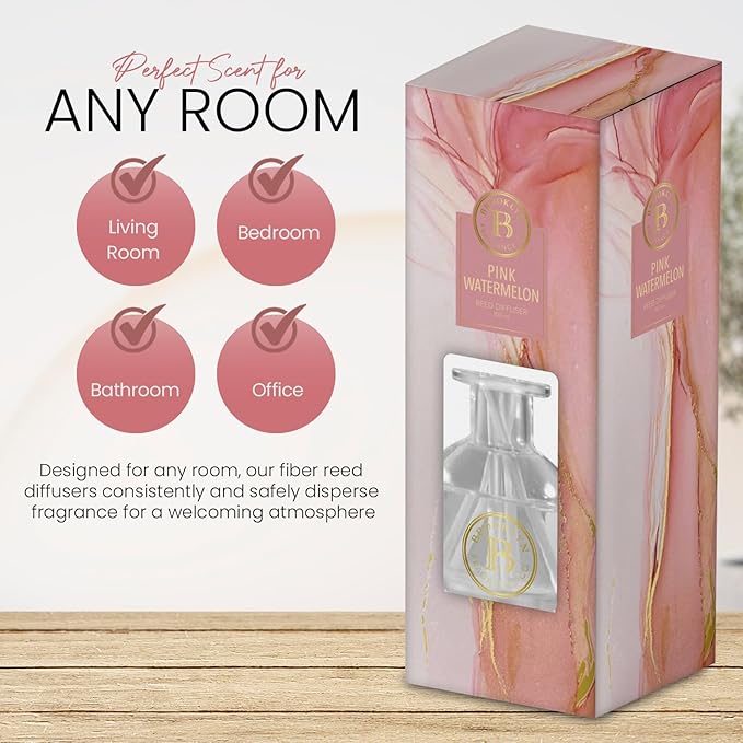 Brooklyn Fragrance Co. Marble - Long Lasting Scented Aroma Diffuser – Pink Watermelon Air Freshener for Home- Fragrance Diffuser for a Large Room - 100ML