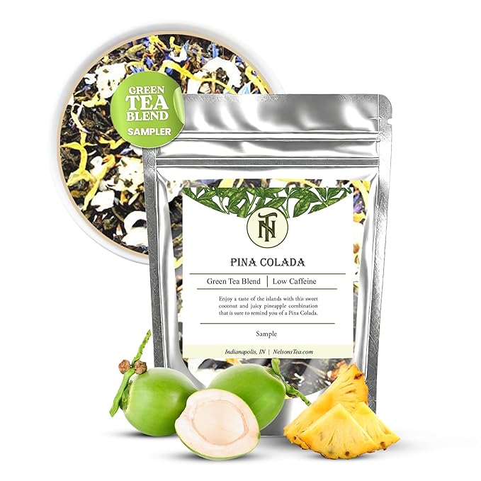 Nelson's Tea - Pina Colada - Green Loose Leaf Tea - Green Tea, coconut, dried pineapple, and marigold petals (Sample 0.4 Oz)