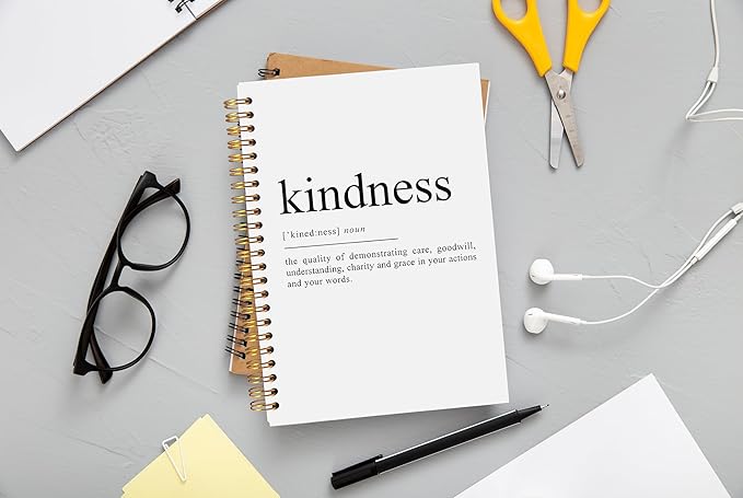 Kindness Definition Inspirational Notebook, Kindness Gifts, Motivational Journal for Women Men, Inspirational Spiral Notebooks 5.5x8.3 Inch