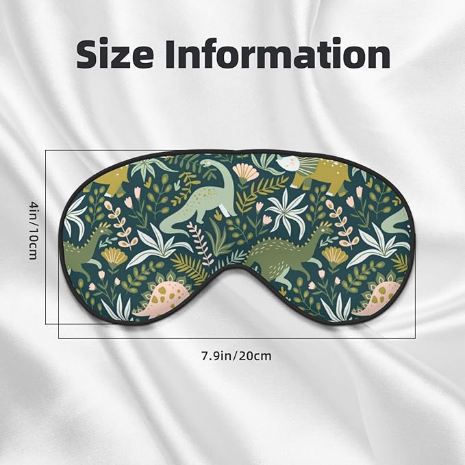 Dinosaurs Tropical Leaves Sleep Mask - Soft Comfort Eye Shade - Blackout Eye Cover - Deep Rest Travel Nap Meditation