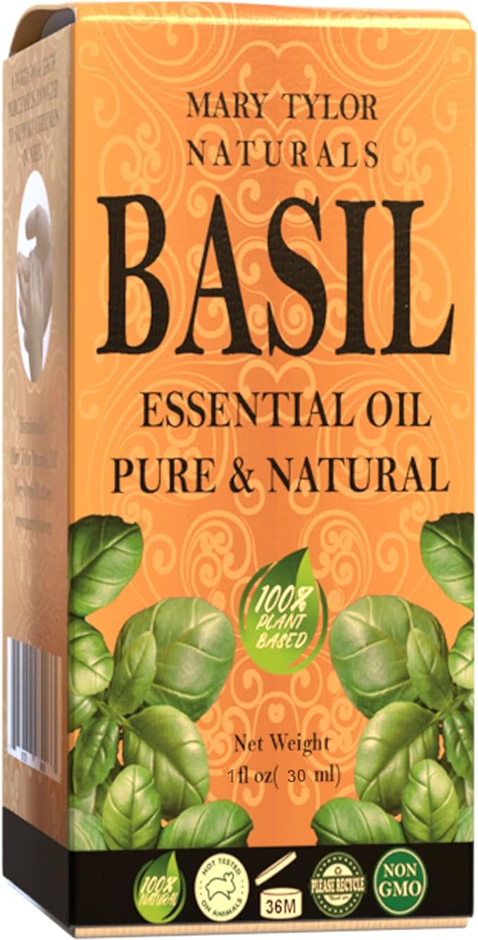 Basil Essential Oil (1 oz), Premium Therapeutic Grade, 100% Pure and Natural, Perfect for Aromatherapy, DIY Projects and Much More by Mary Tylor Naturals