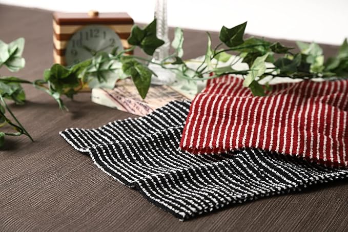 Exfoliating Washcloth [Made in Japan] Extra Long Exfoliating Towel Special Texture Makes Fluffy Foam Lather, Back Scrubber, Dead Skin Cell Remover, Loofah for Women and Men (2pcs Set(Black, Red))