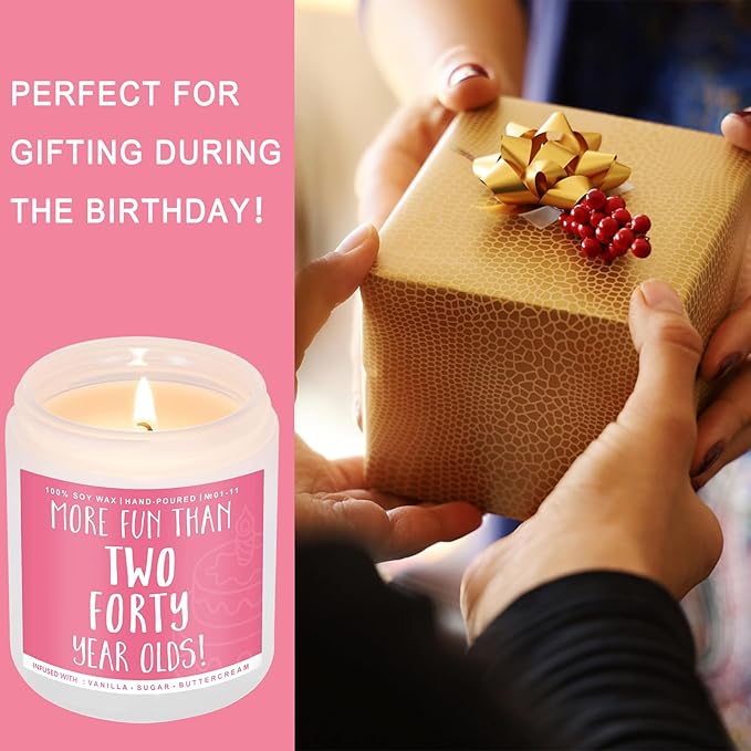 80th Birthday Gifts for Women, Perfect Birthday Present, Funny Presents for Mom, Friends, Wife, Sister, 7oz Vanilla Cream-Scented Candle