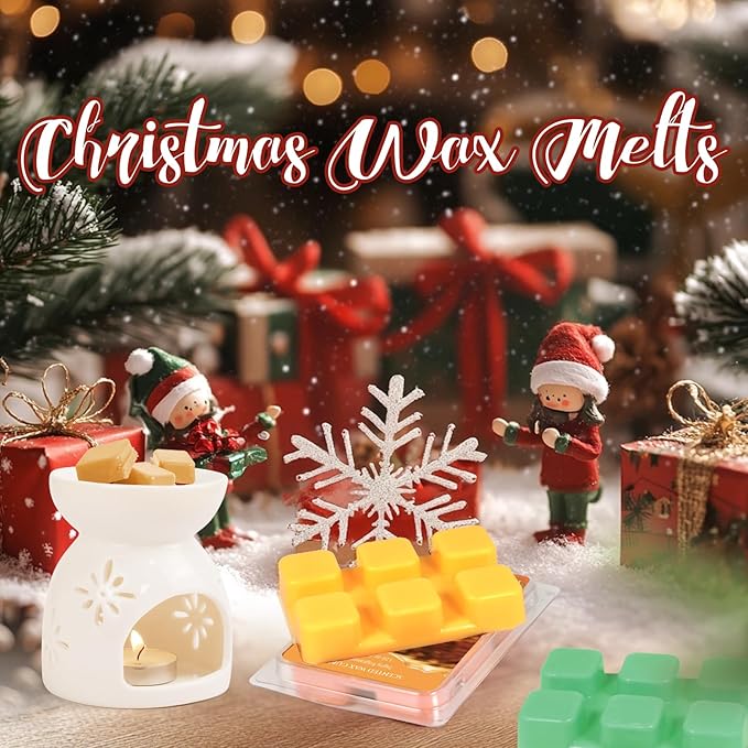 SCENTORINI Christmas Wax Melts, Soy Wax Melts for Wax Warmers Non-Toxic, 12-Pack Scented Wax Cubes Strong Scent, Long Lasting Fragrance Gifts for Christmas