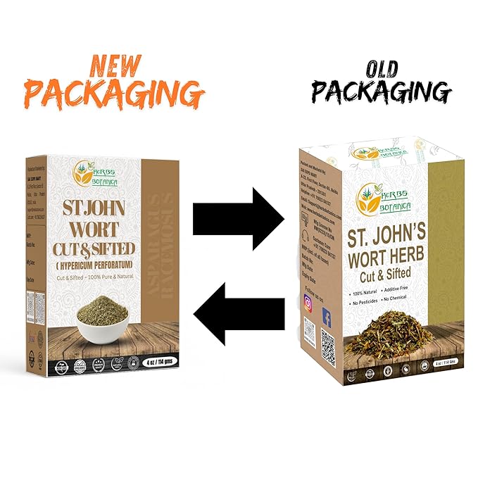 Herbs Botanica St. John’s Wort 4 oz | Premium Dried St. John Wort Herb Cut & Sifted | Perfect for Herbal Tea, Tinctures & DIY Remedies | Natural Dried Herb for Various Uses