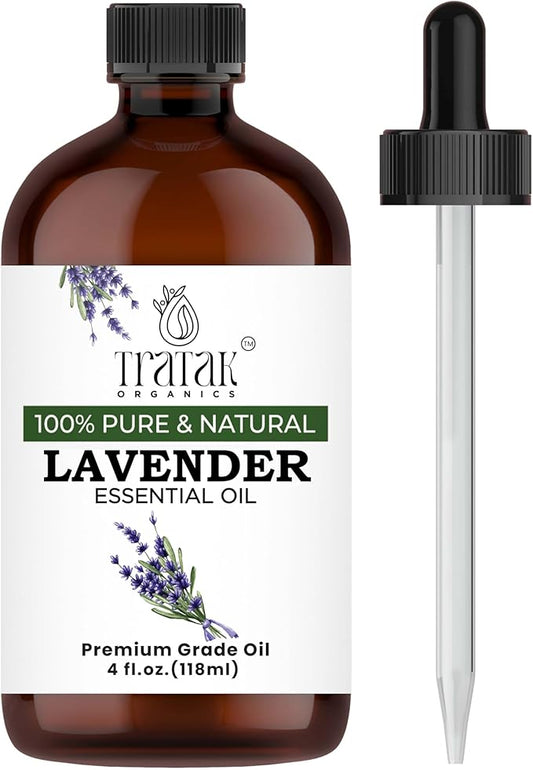 Lavender Essential Oil - Huge 4 Fl Oz - 100% Pure and Natural Lavender Oil - Premium Grade Essential Oils for Diffuser, Aromatherapy, Soap and Candle Making